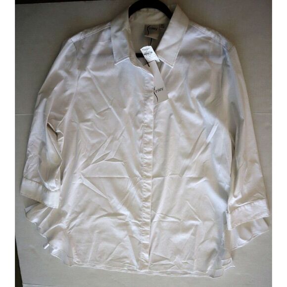 Finley 312897 Women Sz 2XL White Silky Poplin L/S Roll Tab Button-Up Shirt - Picture 10 of 10